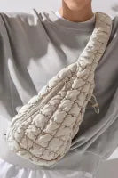 Marshmallow Quilted Drawstring Decor Sling Bag