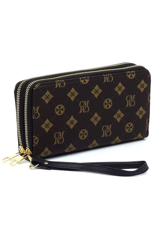 CM Monogram Zip Around Clutch Wallet Wristlet