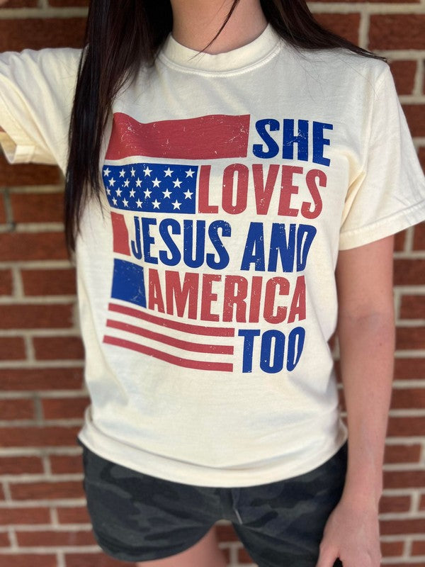 She Loves Jesus And America Too Tee