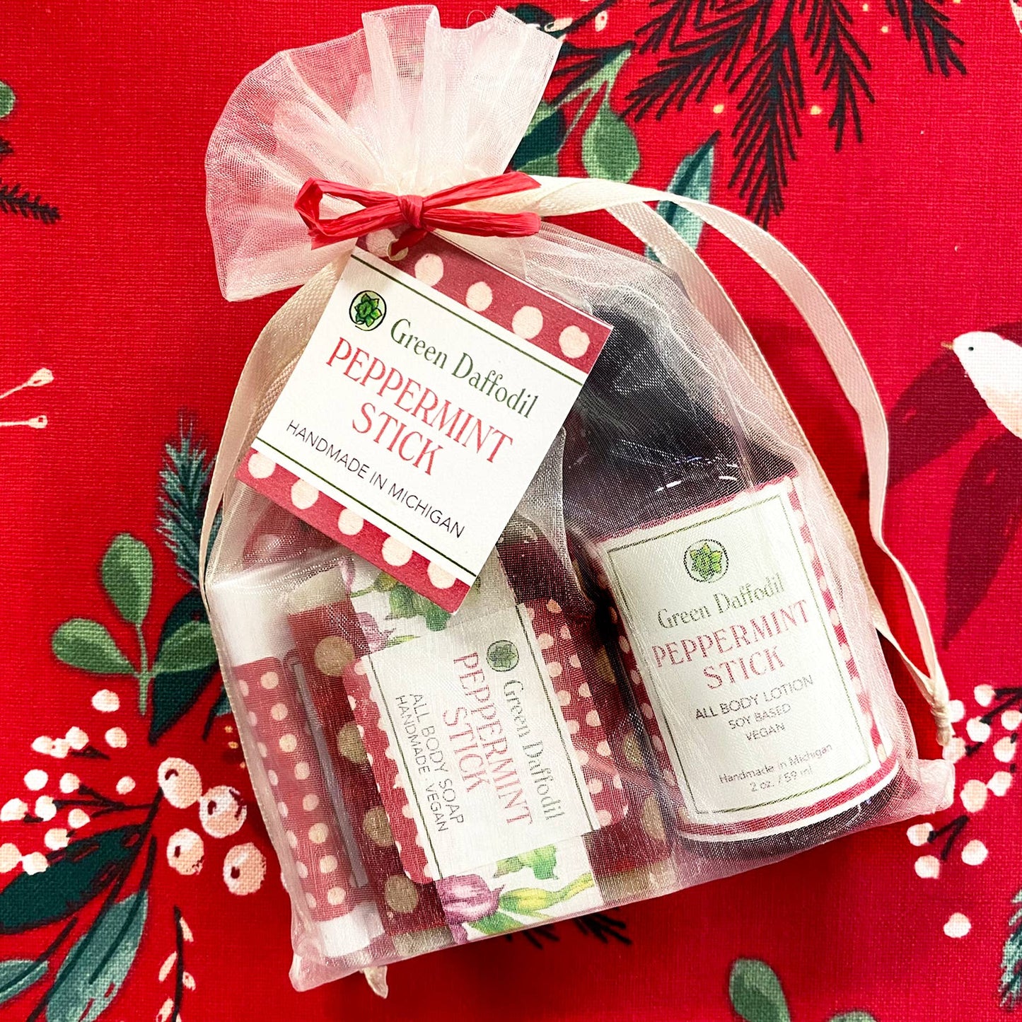Peppermint  Stick Organdy Quartet Gift Set - Christmas Gift