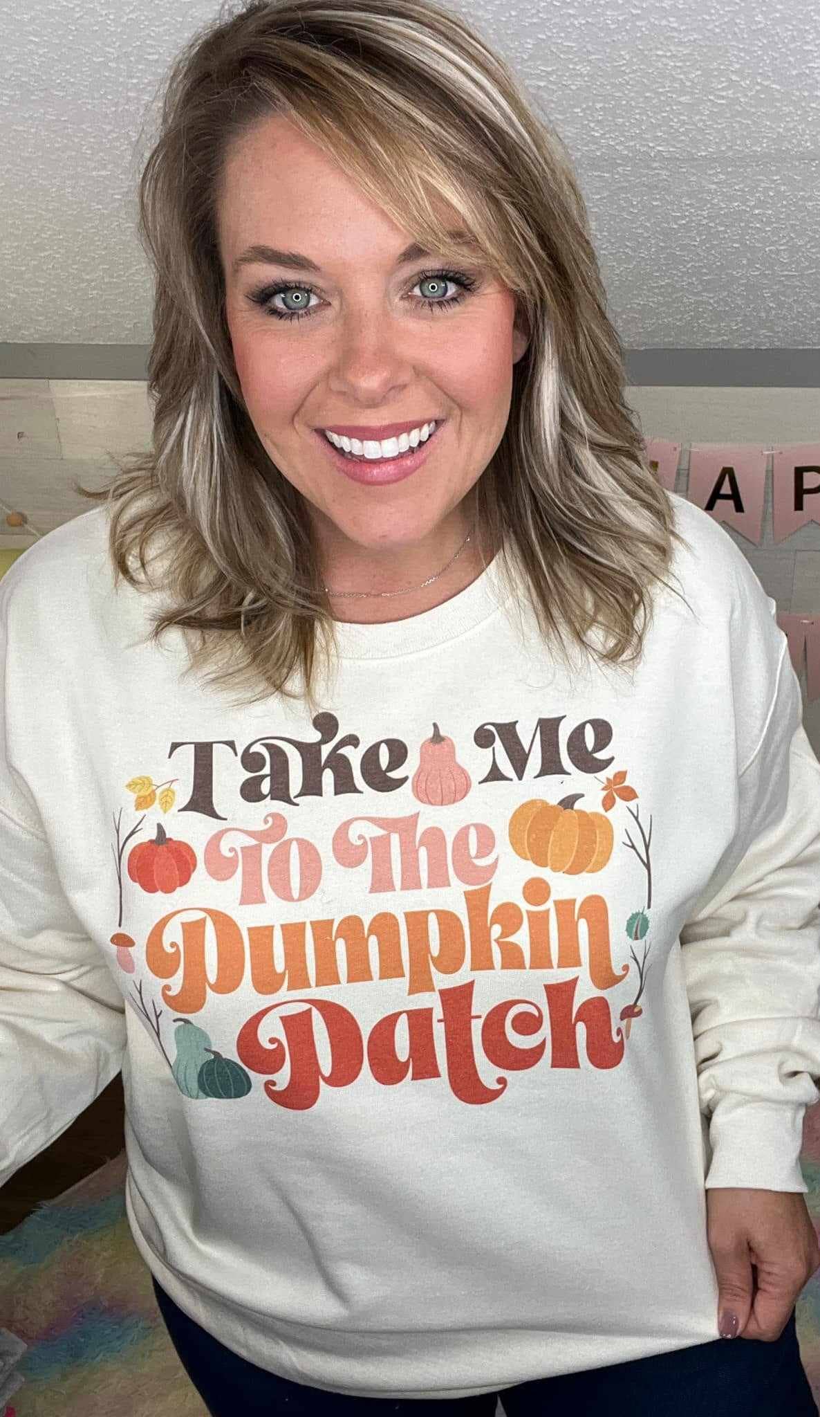 Fall 2025 Take Me To The Pumpkin Patch Seasonal Graphic Tee : S
