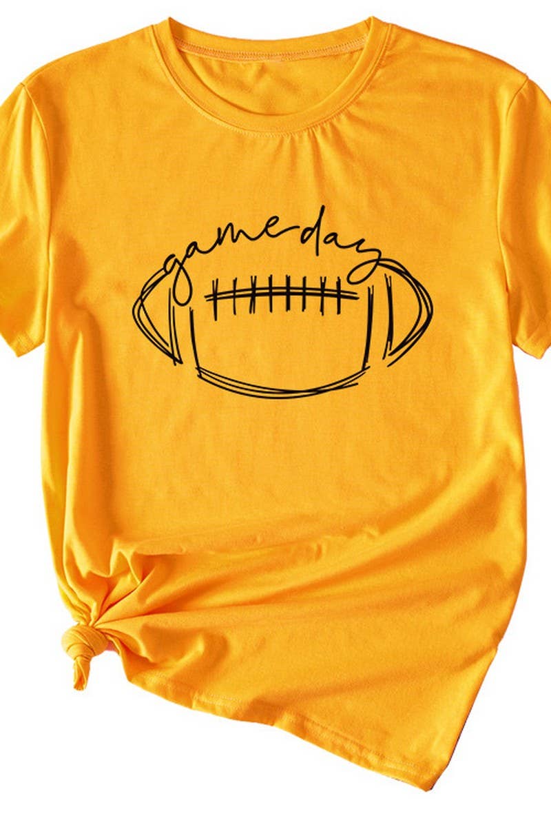 CWTTS0587_WOMEN GAME DAY PRINTING SHORT SLEEVE T SHIRT TOP: Black / (M) 1