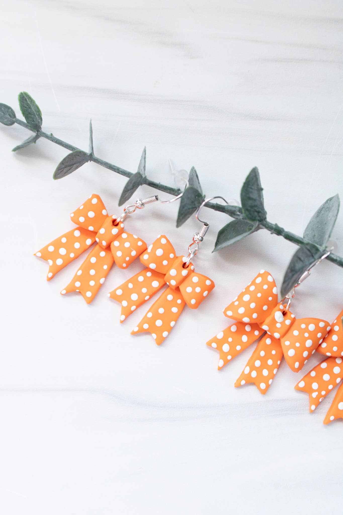 TN Vols Orange & White Polka Dot Bows: Bow Studs