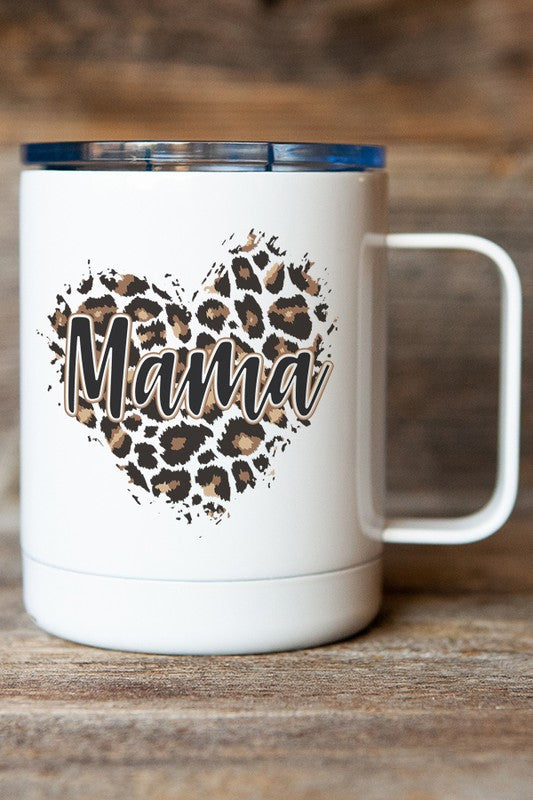 Mama Leopard Heart Travel Mug