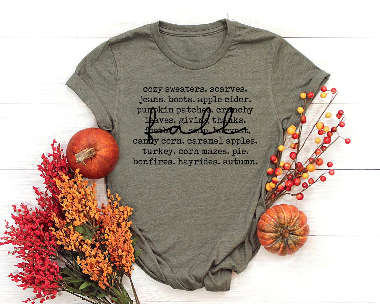 Fall Words Collage Clay Bella Canvas Seasonal Graphic Tee: 2X