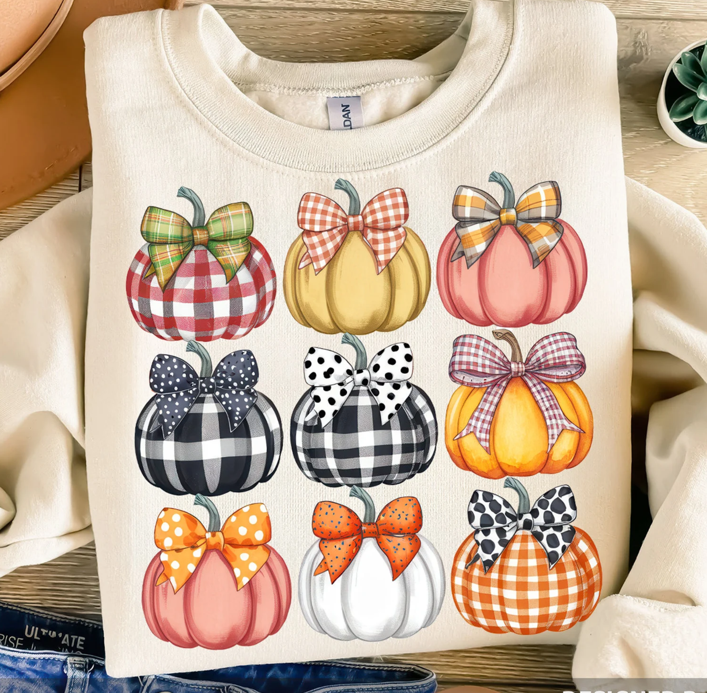 PUMPKIN COQUETTE CREWNECK TEE/SWEATSHIRT   : Off-White / SWEATSHIRT / S