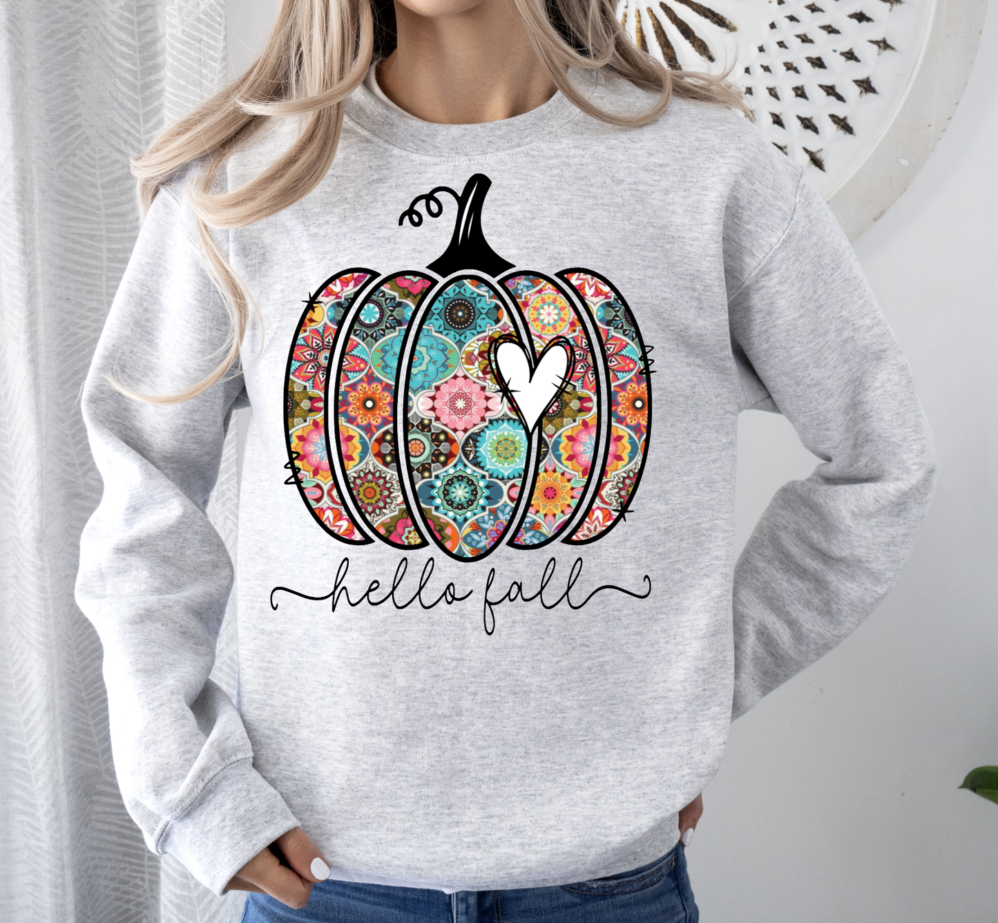 HELLO FALL CREWNECK TEE/SWEATSHIRT : SAGE / SWEATSHIRT / L