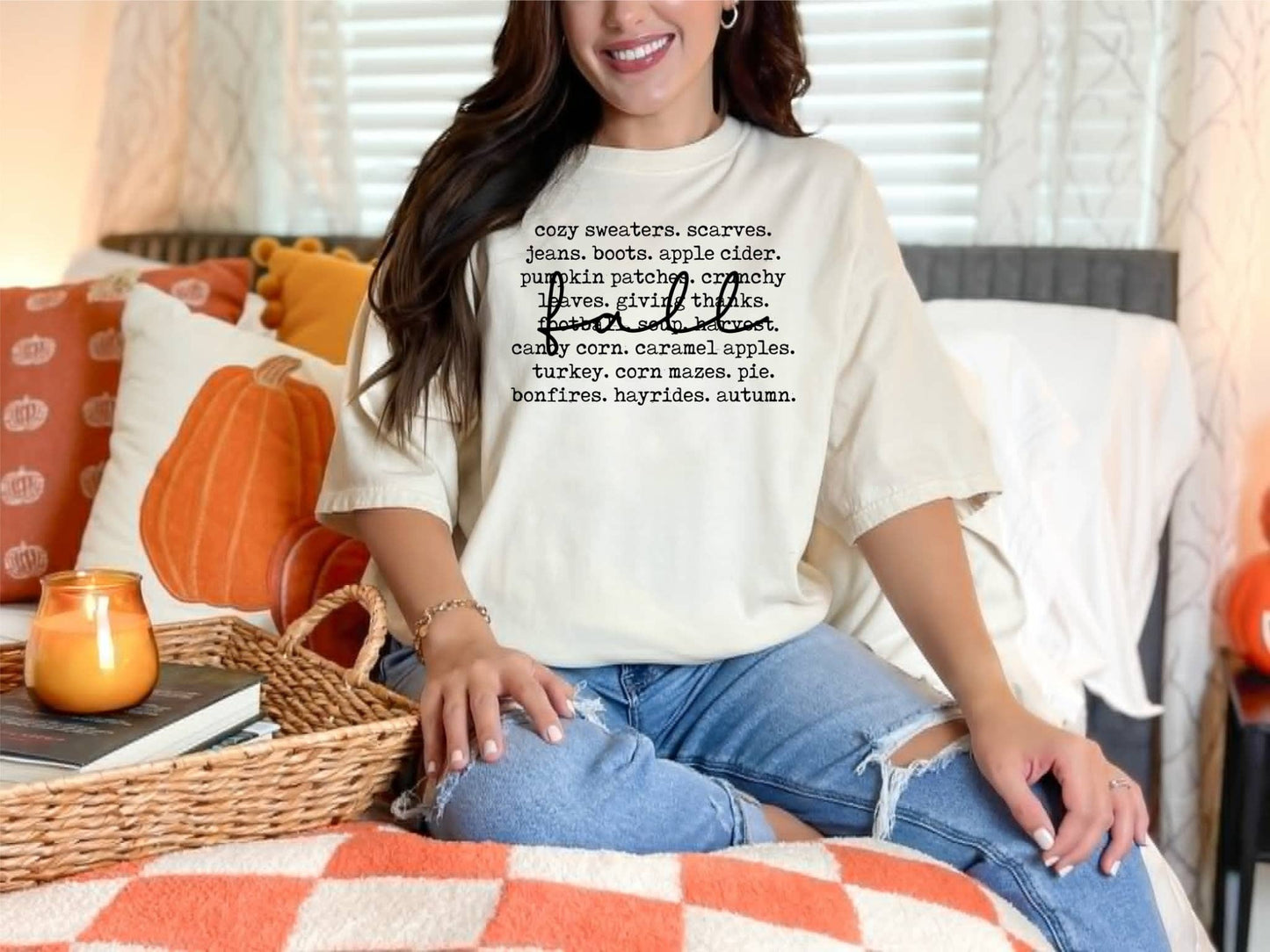 Fall Words Collage Clay Bella Canvas Seasonal Graphic Tee: 2X