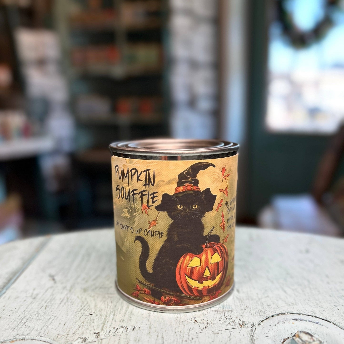 Jack-O-Kitten Pumpkin Soufflé Paint Can Candle - Halloween C