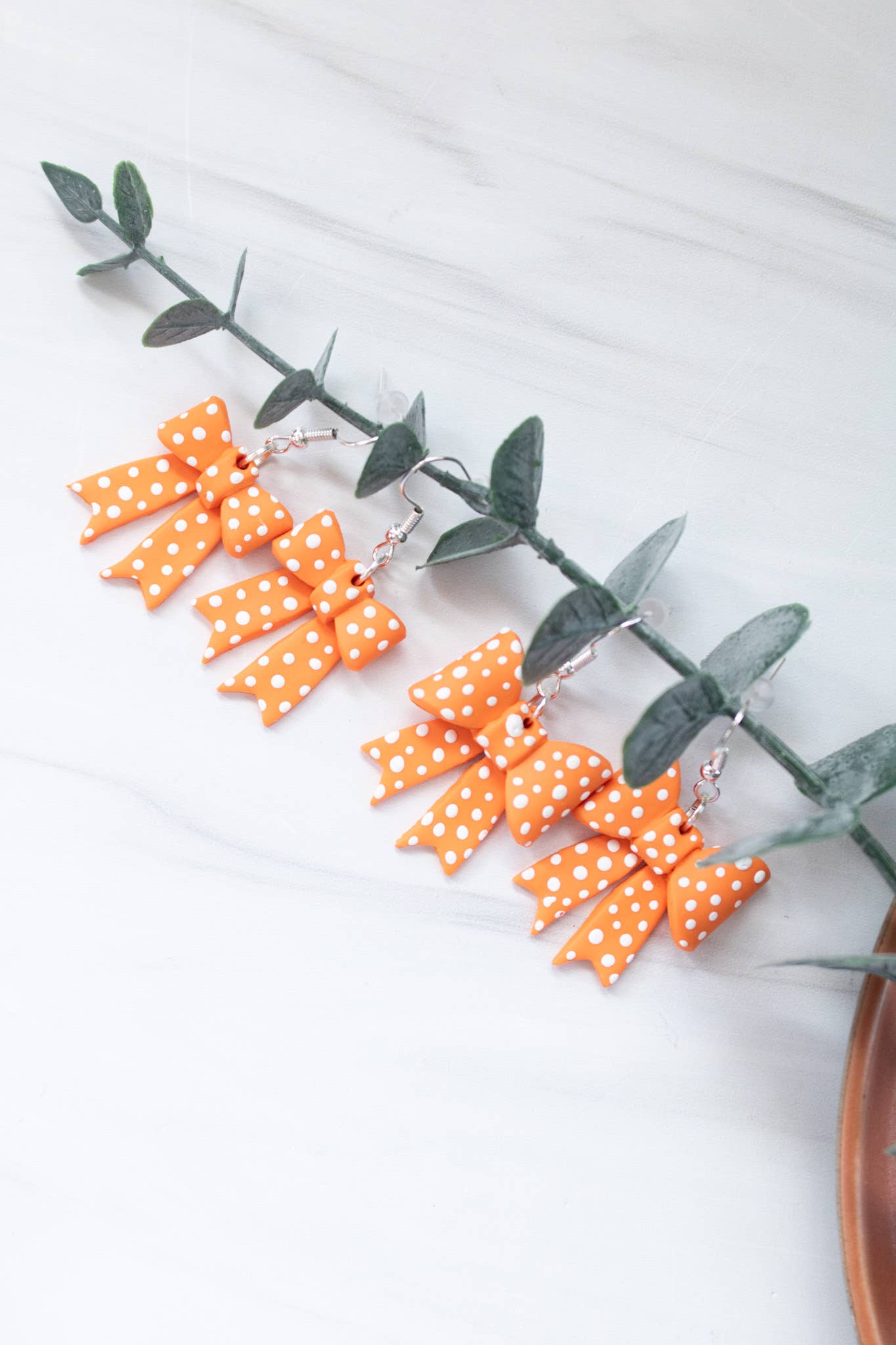 TN Vols Orange & White Polka Dot Bows: Bow Studs