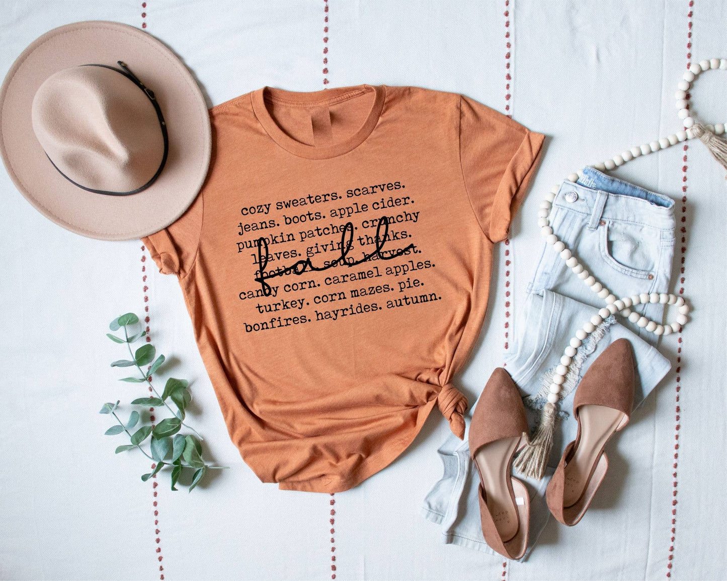 Fall Words Heather Rust Tultex Collage Seasonal Graphic Tee: S