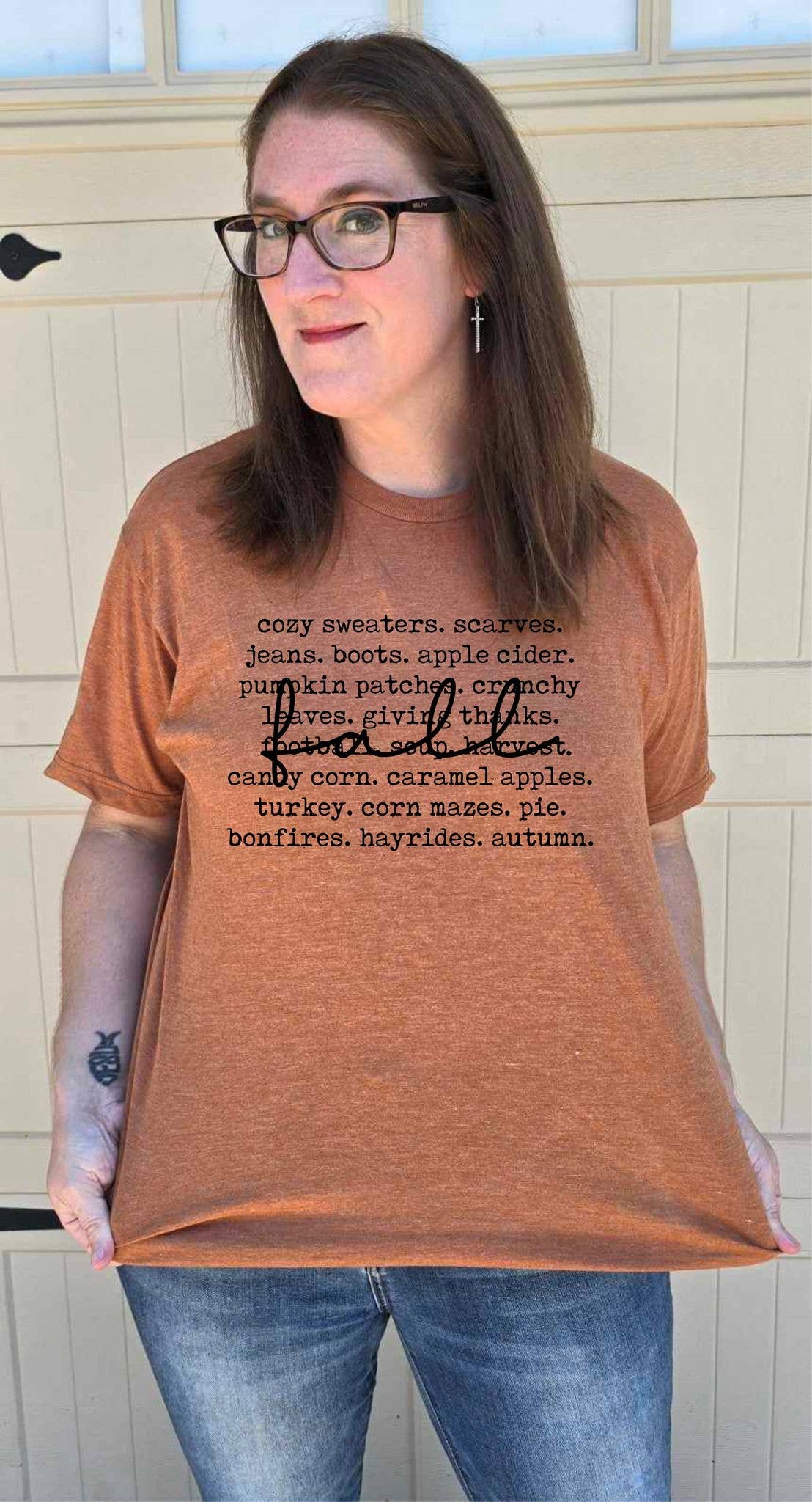 Fall Words Heather Rust Tultex Collage Seasonal Graphic Tee: S