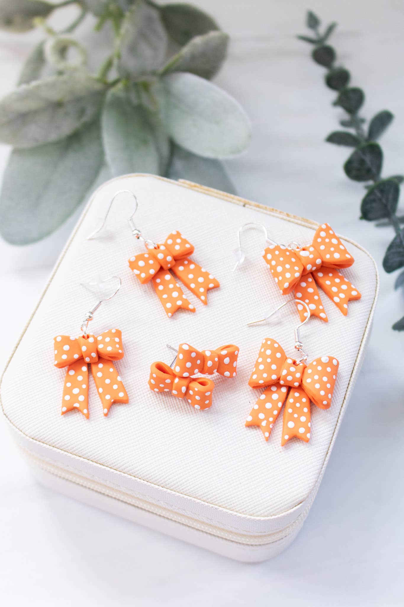 TN Vols Orange & White Polka Dot Bows: Bow Studs
