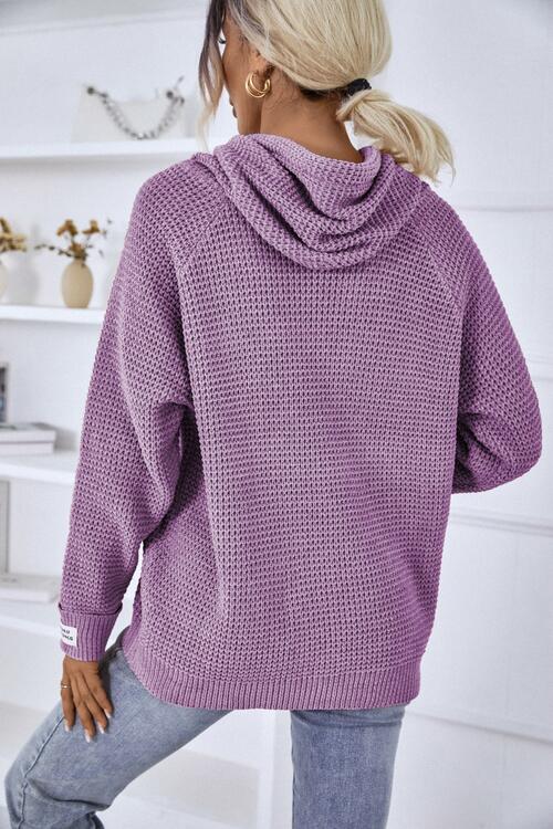 Drawstring Long Sleeve Hooded Sweater